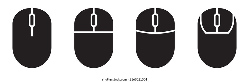 Wireless Mouse Computer Icons, Portable Mouse Laptop Icons, Vector Illustration