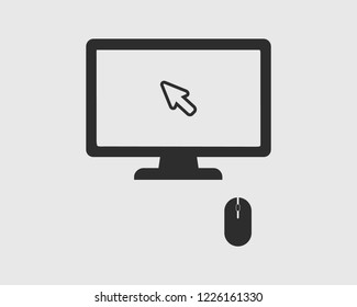 Wireless Mouse and cursors icon on computer monitor