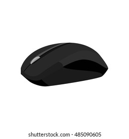Wireless mouse icon in black monochrome style isolated on white background. Equipment symbol vector illustration
