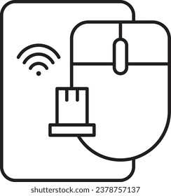  wireless mouse icon. Computer mouse icon with signal
