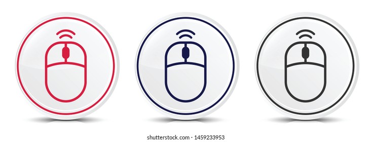 Wireless mouse icon crystal flat round button set illustration design isolated on white background