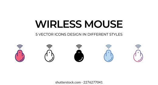 wireless mouse icon Design in Five style with Editable Stroke. Line, Solid, Flat Line, Duo Tone Color, and Color Gradient Line. Suitable for Web Page, Mobile App, UI, UX and GUI design.