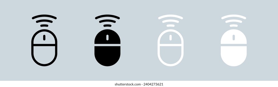 Wireless mouse icon set in black and white. Scroll signs vector illustration.