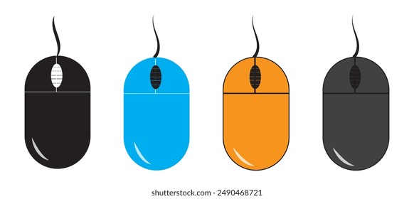 Wireless mouse icon set in black and white. Scroll signs EPS10