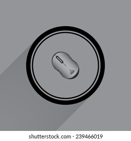 Wireless mouse   on a gray background with a long shadow, vector, EPS 10