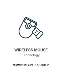 Wireless mouse outline vector icon. Thin line black wireless mouse icon, flat vector simple element illustration from editable technology concept isolated stroke on white background