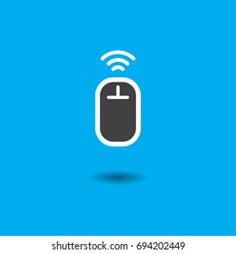 wireless mouse sign symbol icon - flat design with shadow 