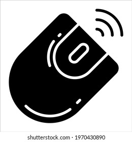 Wireless Mouse solid black vector Icon. that can be easily modified or edit