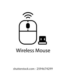 Wireless Mouse vector icon stock illustration