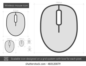 Wireless mouse vector line icon isolated on white background. Wireless mouse line icon for infographic, website or app. Scalable icon designed on a grid system.