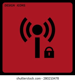 Wireless network access is closed, locked. icon. vector design. Flat design style 