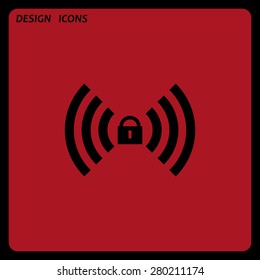 Wireless network access is closed, locked. icon. vector design. Flat design style 