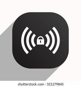 Wireless network access is closed, locked. icon. vector design, black button for Mobile Applications