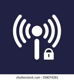 Wireless network access is closed, locked icon, vector illustration. Flat design style