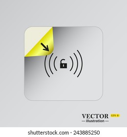 Wireless network access is open, unlocked , sticker  self-adhesive paper. Vector illustration EPS 8