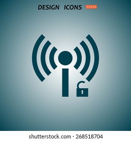 Wireless network access is open, unlocked. icon. vector design