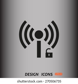 Wireless network access is open, unlocked. icon. vector design