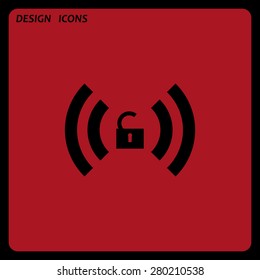 Wireless network access is open, unlocked. icon. vector design. Flat design style 
