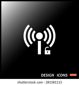 Wireless network access is open, unlocked. icon. vector design