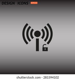 Wireless network access is open, unlocked. icon. vector design