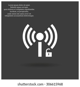 Wireless network access is open, unlocked. icon. vector design