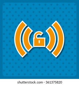 Wireless network access is open, unlocked icon, vector illustration. Flat design style