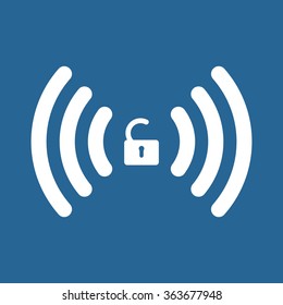 Wireless network access is open, unlocked icon, vector illustration. Flat design style