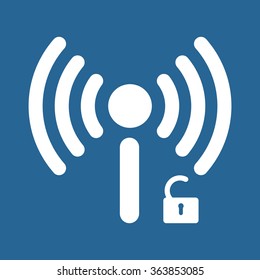 Wireless network access is open, unlocked icon, vector illustration. Flat design style