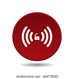 Wireless network access is open, unlocked icon, vector illustration. Flat design style
