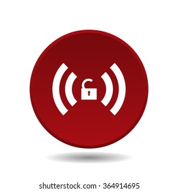 Wireless network access is open, unlocked icon, vector illustration. Flat design style