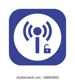 Wireless network access is open, unlocked icon, vector illustration. Flat design style