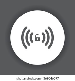 Wireless network access is open, unlocked icon, vector illustration. Flat design style