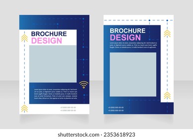 Wireless network building process blank brochure design. Template set with copy space for text. Premade corporate reports collection. Editable 2 paper pages. Arial, Myriad Pro fonts used