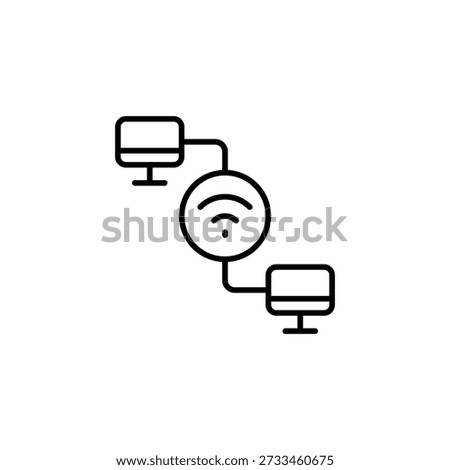 Wireless Network Connection Icon Depicting Computers And Signal Strength