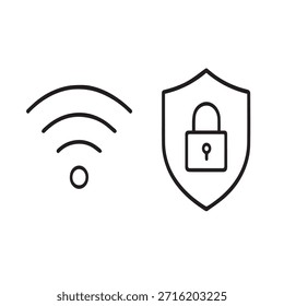 Wireless Network and Cybersecurity Symbols
