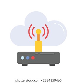 Wireless network device with modem, wireless network concept vector