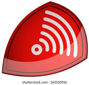 Wireless Network Glossy Sign, Vector Illustration isolated on White Background.