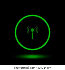 The wireless network   green circle on a black background, vector, EPS 10