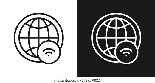 Wireless-Netzwerksymbol im Stil einer schwarzen und weißen Linie