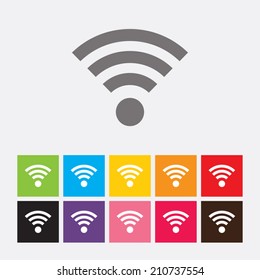 Wireless network icon in flat design style. Vector illustration eps 10.
