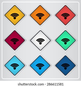 Wireless Network Icon. Flat design style. Made vector illustration. Emblem or label with shadow.