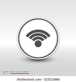 Wireless Network Icon. Flat design style. Vector illustration. Emblem or label with shadow.