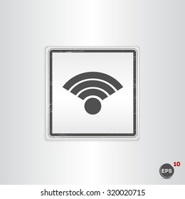 Wireless Network Icon. Flat design style. Made vector illustration. Emblem or label with shadow.