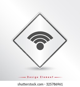 Wireless Network Icon. Flat design style. Made vector illustration. Emblem or label with shadow.