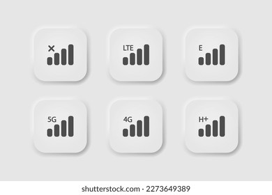 Wireless network icon in neumorphism style. Icons for business, white UI, UX. Mobile network symbol. Cellular, mobile internet, hotspot. Neumorphic style.