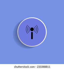 wireless network icon on a blue background with shadow
