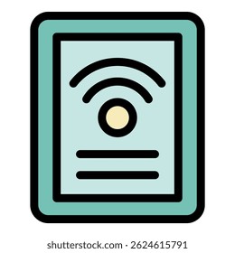 Wireless network icon. Outline wireless network vector icon color flat isolated