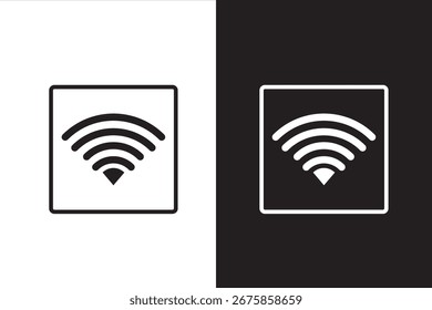 Wireless Network Icon Set. Wifi Connectivity Vector Symbol. on black and white background.
