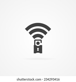 Wireless Network icon. Wifi locked sign.