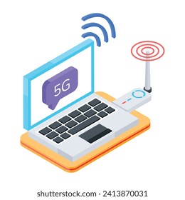  Wireless Network Isometric  flat Icon